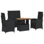 Juego comedor jardín 4 piezas con cojines ratán sintético negro de , Conjuntos de jardín - Ref: Foro24-3277336, Precio: 492,7...