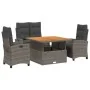 Juego de comedor de jardín 4 piezas con cojines ratán PE gris de , Conjuntos de jardín - Ref: Foro24-3277405, Precio: 662,81 ...