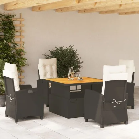 Set de muebles jardín 5 pzas con cojines ratán sintético negro by , Garden sets - Ref: Foro24-3277376, Price: 575,61 €, Disco...