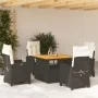 Set de muebles jardín 5 pzas con cojines ratán sintético negro by , Garden sets - Ref: Foro24-3277376, Price: 575,61 €, Disco...