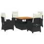 Set de muebles jardín 5 pzas con cojines ratán sintético negro by , Garden sets - Ref: Foro24-3277376, Price: 575,61 €, Disco...