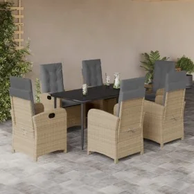 Set comedor de jardín 7 pzas con cojines ratán sintético beige by , Garden sets - Ref: Foro24-3212396, Price: 946,56 €, Disco...