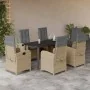 Set comedor de jardín 7 pzas con cojines ratán sintético beige by , Garden sets - Ref: Foro24-3212406, Price: 980,71 €, Disco...