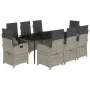 Set comedor de jardín 9 pzas cojines ratán sintético gris claro by , Garden sets - Ref: Foro24-3212419, Price: 1,00 €, Discou...