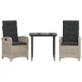 Set comedor de jardín 3 pzas cojines ratán sintético gris claro by , Garden sets - Ref: Foro24-3212410, Price: 375,89 €, Disc...