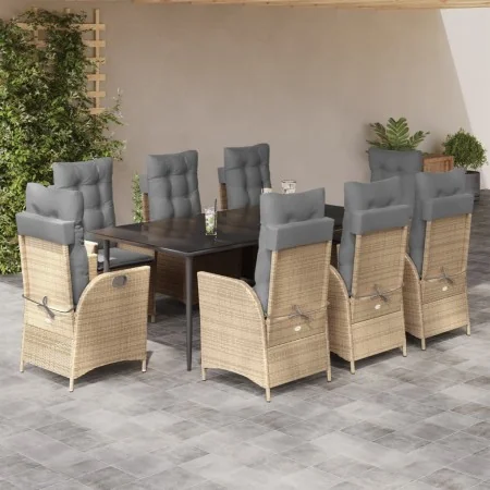 Set comedor de jardín 9 pzas con cojines ratán sintético beige by , Garden sets - Ref: Foro24-3213262, Price: 1,00 €, Discoun...