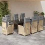Set comedor de jardín 9 pzas con cojines ratán sintético beige by , Garden sets - Ref: Foro24-3213262, Price: 1,00 €, Discoun...