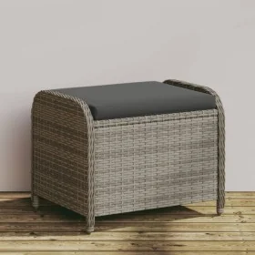 Taburete de jardín con cojín ratán sintético gris 58x46x46 cm by , Outdoor ottomans - Ref: Foro24-365734, Price: 80,56 €, Dis...