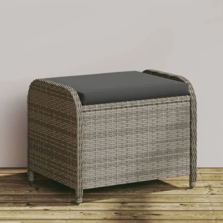 Taburete de jardín con cojín ratán sintético gris 58x46x46 cm de , Otomanas de exterior - Ref: Foro24-365734, Precio: 85,97 €...