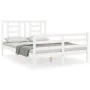 White solid wood bed frame with headboard 140x190 cm by vidaXL, Beds and slatted bases - Ref: Foro24-3194682, Price: 129,52 €...