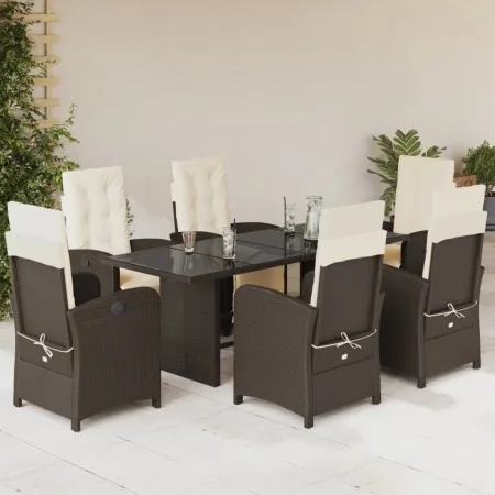 Set comedor de jardín 7 pzas con cojines ratán sintético marrón by , Garden sets - Ref: Foro24-3212490, Price: 1,00 €, Discou...