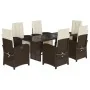 Set comedor de jardín 7 pzas con cojines ratán sintético marrón by , Garden sets - Ref: Foro24-3212490, Price: 1,00 €, Discou...