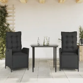 Set comedor de jardín 3 pzas con cojines ratán