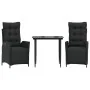 Set comedor de jardín 3 pzas con cojines ratán sintético negro de , Conjuntos de jardín - Ref: Foro24-3213392, Precio: 377,94...