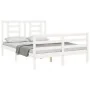 White solid wood bed frame with headboard 140x190 cm by vidaXL, Beds and slatted bases - Ref: Foro24-3194682, Price: 129,52 €...