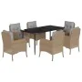 Set comedor de jardín 7 pzas con cojines ratán sintético beige de , Conjuntos de jardín - Ref: Foro24-3211980, Precio: 759,76...
