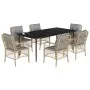 Set comedor de jardín 7 pzas con cojines ratán sintético beige de , Conjuntos de jardín - Ref: Foro24-3212157, Precio: 804,83...