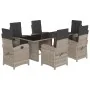 Set comedor jardín 7 pzas y cojines ratán sintético gris claro by , Garden sets - Ref: Foro24-3212266, Price: 952,23 €, Disco...