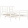 White solid wood bed frame with headboard 140x190 cm by vidaXL, Beds and slatted bases - Ref: Foro24-3194682, Price: 129,52 €...