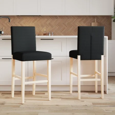Taburetes altos 2 uds madera maciza de caucho y tela | Foro24.es | Tu tienda online para hogar, jardín y más Foro24.es