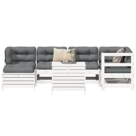 Juego de sofás de jardín 7 pzas madera maciza de pino blanco by , Garden sets - Ref: Foro24-3250965, Price: 504,73 €, Discoun...