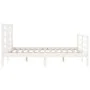 White solid wood bed frame with headboard 140x190 cm by vidaXL, Beds and slatted bases - Ref: Foro24-3194682, Price: 129,52 €...