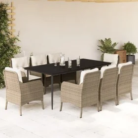 Set comedor de jardín 9 pzas con cojines ratán sintético beige by , Garden sets - Ref: Foro24-3211968, Price: 1,00 €, Discoun...