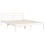 White solid wood bed frame with headboard 140x190 cm by vidaXL, Beds and slatted bases - Ref: Foro24-3194682, Price: 129,52 €...