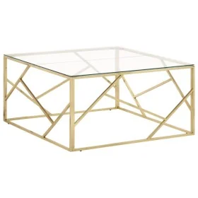 Mesa de centro dorada acero inoxidable y vidrio