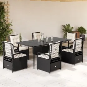 Set de comedor de jardín 7 pzas y cojines ratán