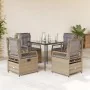 Set comedor de jardín 5 pzas con cojines ratán sintético beige by , Garden sets - Ref: Foro24-3263000, Price: 493,10 €, Disco...