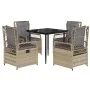 Set comedor de jardín 5 pzas con cojines ratán sintético beige by , Garden sets - Ref: Foro24-3263000, Price: 493,10 €, Disco...