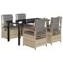 Set comedor de jardín 5 pzas con cojines ratán sintético beige von , Gartensets - Ref: Foro24-3263009, Preis: 531,64 €, Rabat...