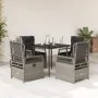 Set comedor de jardín 5 pzas cojines ratán sintético gris claro | Foro24.es | Tu tienda online para hogar, jardín y más Foro24.es