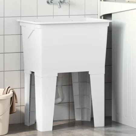 Fregadero de lavadero de resina blanco 59x41x75 cm by , Sinks - Ref: Foro24-4002799, Price: 121,12 €, Discount: %