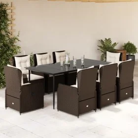 Set comedor para jardín 9 pzas y cojines ratán sintético marrón by , Garden sets - Ref: Foro24-3262846, Price: 1,00 €, Discou...