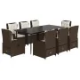 Set comedor para jardín 9 pzas y cojines ratán sintético marrón von , Gartensets - Ref: Foro24-3262846, Preis: 1,00 €, Rabatt: %