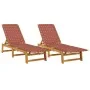 Tumbonas 2 unidades madera maciza de acacia y tela roja de , Tumbonas - Ref: Foro24-3214211, Precio: 229,96 €, Descuento: %