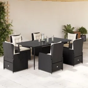 Set de comedor de jardín 7 pzas y cojines ratán sintético negro by , Garden sets - Ref: Foro24-3262831, Price: 895,84 €, Disc...