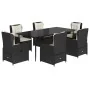 Set de comedor de jardín 7 pzas y cojines ratán sintético negro by , Garden sets - Ref: Foro24-3262831, Price: 898,29 €, Disc...