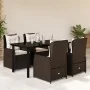 Set comedor de jardín 5 piezas y cojines ratán sintético marrón by , Garden sets - Ref: Foro24-3262850, Price: 584,39 €, Disc...