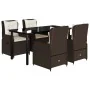 Set comedor de jardín 5 piezas y cojines ratán sintético marrón by , Garden sets - Ref: Foro24-3262850, Price: 584,39 €, Disc...