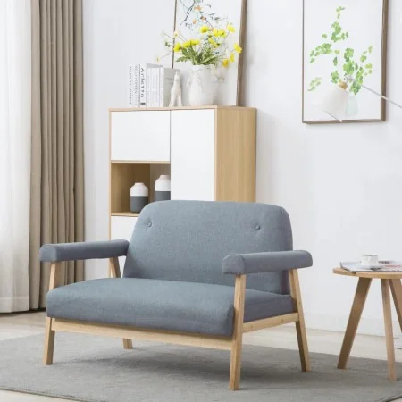Sofá de 2 plazas tela gris claro | Foro24.es | Tu tienda online para hogar, jardín y más Foro24.es