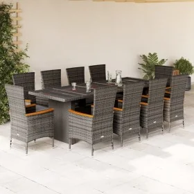 Set de comedor de jardín 11 pzas y cojines ratán sintético gris von , Gartensets - Ref: Foro24-3277556, Preis: 1,00 €, Rabatt: %