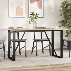 Mesa de comedor marco O madera maciza pino y acero 140x80x75cm de , Mesas de cocina y de comedor - Ref: Foro24-3282676, Preci...