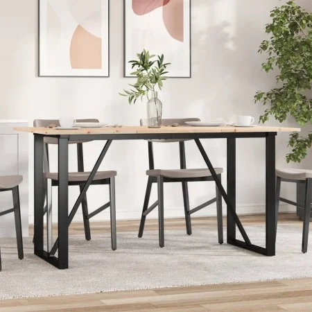 Mesa de comedor marco O madera maciza pino y acero 140x80x75cm by , Kitchen and dining tables - Ref: Foro24-3282676, Price: 1...