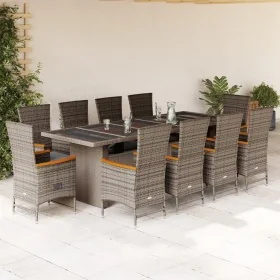Set de comedor de jardín 11 pzas y cojines ratán sintético gris von , Gartensets - Ref: Foro24-3277561, Preis: 1,00 €, Rabatt: %