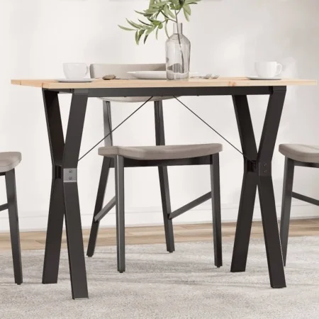 Mesa de comedor marco Y madera maciza pino y acero 100x50x75cm by , Kitchen and dining tables - Ref: Foro24-3282719, Price: 8...