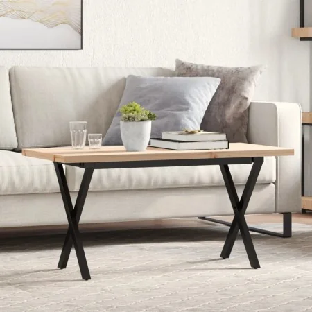 Mesa de centro marco X madera maciza pino y acero 90x40x45,5 cm | Foro24.es | Tu tienda online para hogar, jardín y más Foro24.es