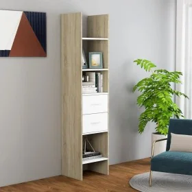Estantería de madera contrachapada blanco y roble